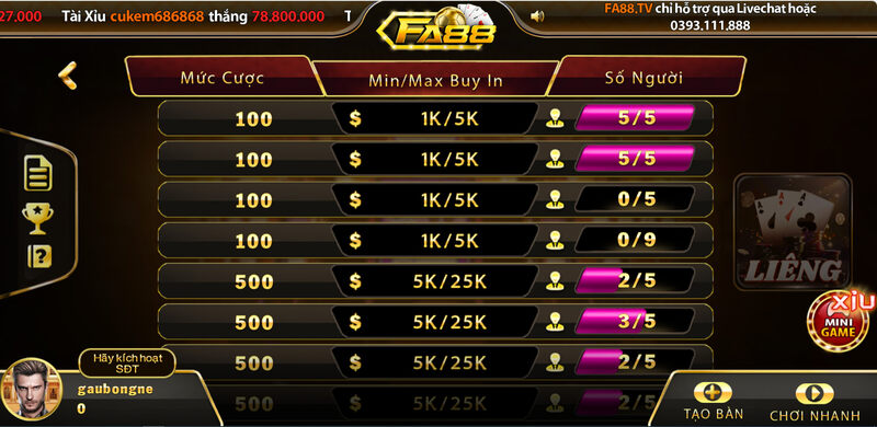 Giới thiệu về Game bài Liêng FA88