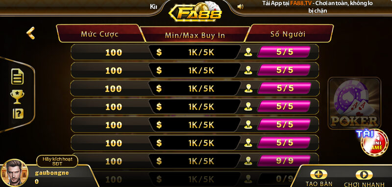 Những thông tin cần biết về game bài Poker FA88