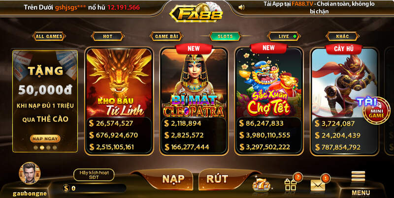 Giới thiệu về tựa game Nổ hũ FA88